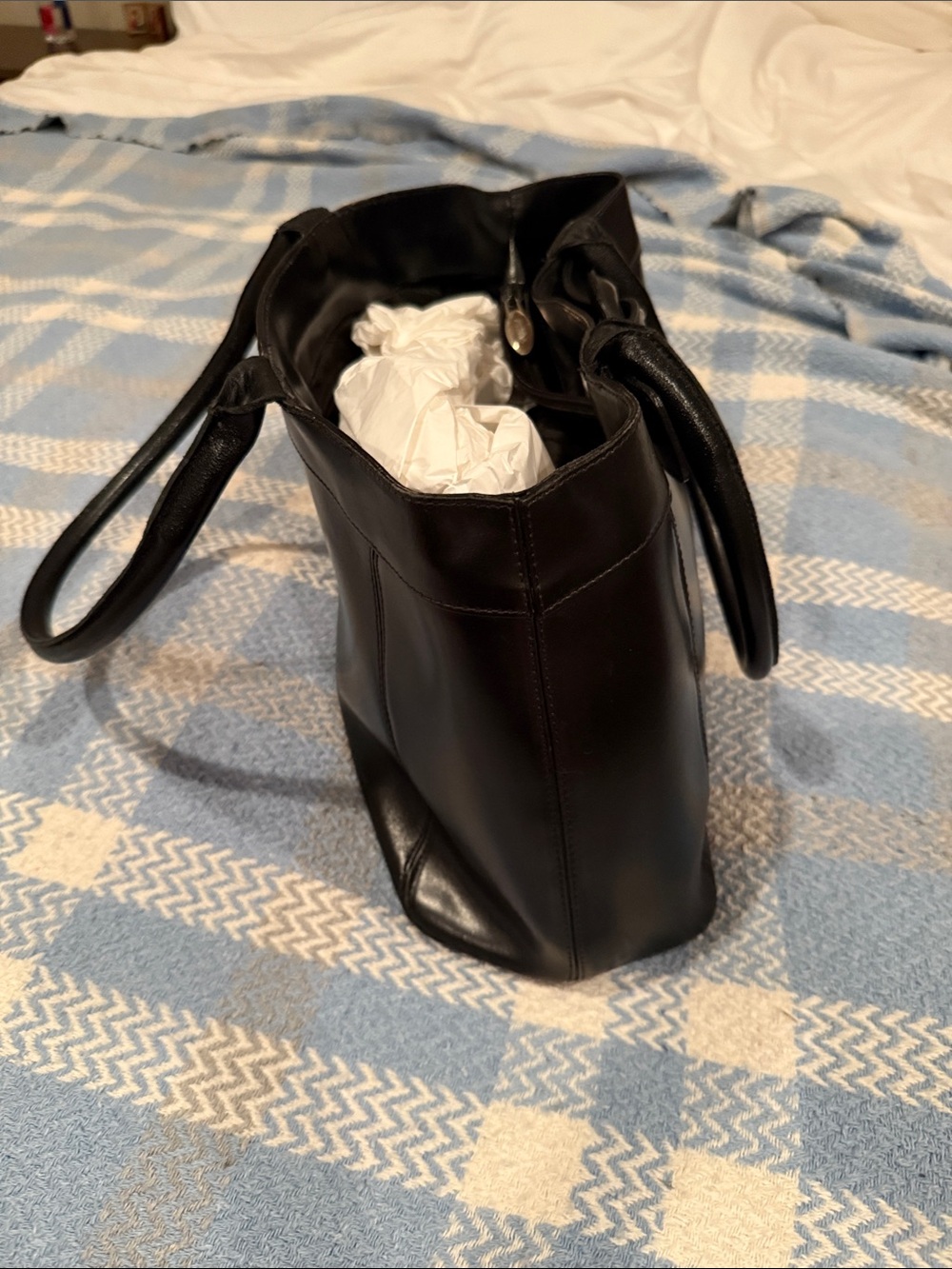 Furla Classic Black Leather Tote with Buckle Detail - Picture 12 of 16